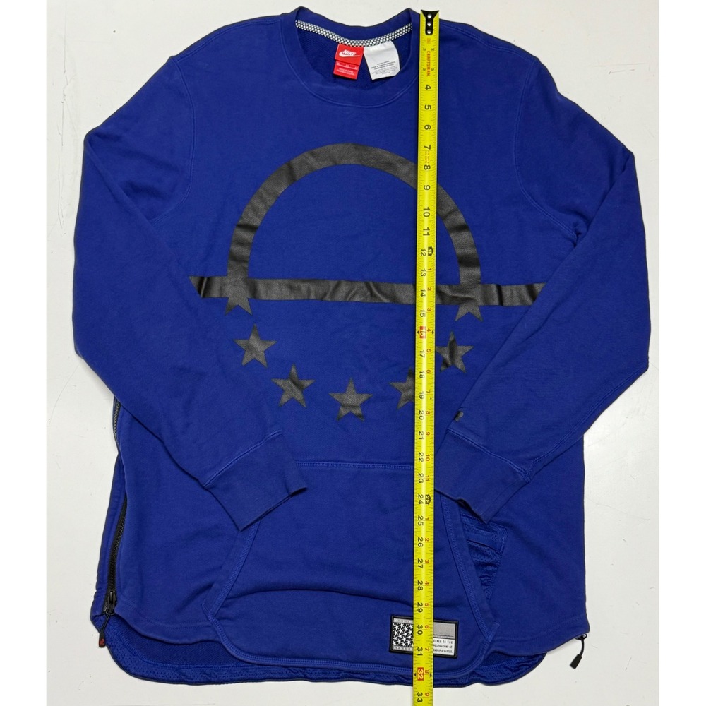 Nike Blue Crewneck Sweatshirt Zipper Sides‎ Stars Arch Graphic XL